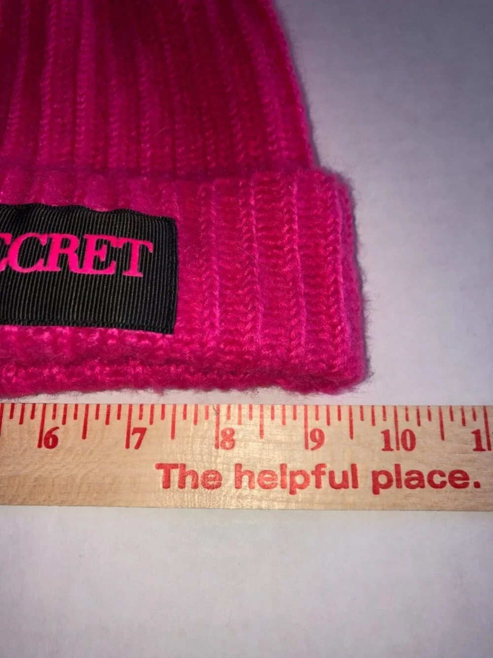 Victoria's Secret Pink Knit Beanie Hat Black Pom-Pom One Size Women Winter